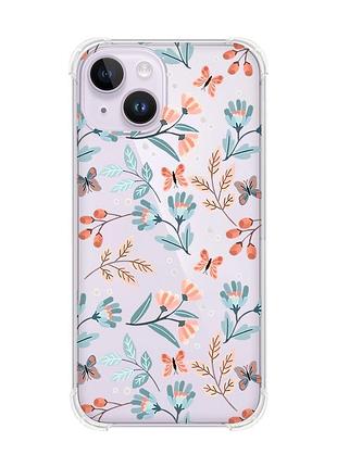 Чехол с утолщёнными углами на iphone 14 :: цветочный фон (принт 370)