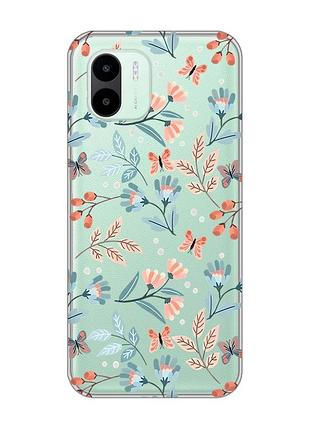 Прозрачный чехол на xiaomi redmi a1 :: цветочный фон (принт 370)