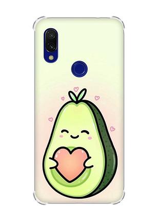 Чехол с утолщёнными углами на xiaomi redmi 7 :: кавай авокадо с сердечком /принт 310/
