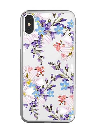 Прозрачный чехол на iphone x/xs :: цветочный рисунок (принт 272)