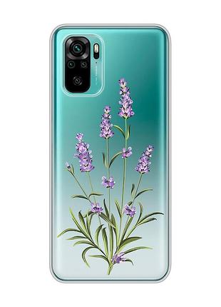 Прозрачный чехол на xiaomi redmi note 10 / note 10s :: веточки лаванды (принт 266)