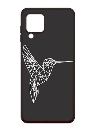 Матовий чорний чохол на samsung galaxy m32 / a22 / m22 4g :: колібрі (принт 123)