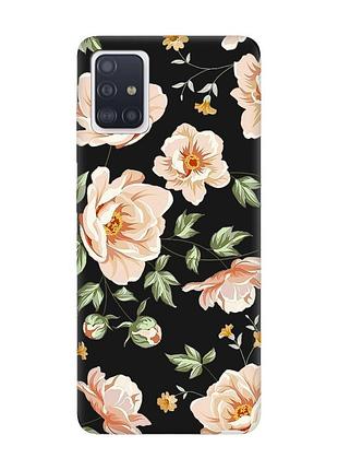 Матовый черный чехол на samsung galaxy a71 / a715 :: цветы пастельные (принт 277)