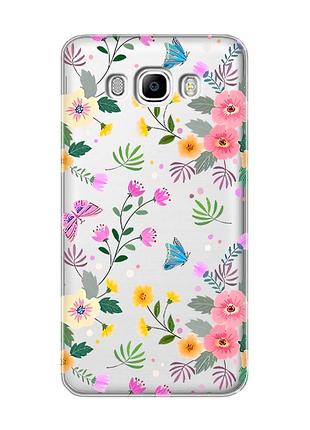 Прозорий чохол на samsung galaxy j7(2016) j710 :: квітковий фон (принт 369)
