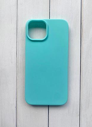 Матовый силиконовый чехол на iphone 15 бирюзовый
