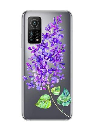Прозрачный чехол на xiaomi mi 10t/mi 10t pro :: веточка сирени (принт 280)
