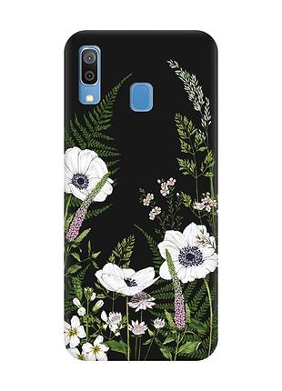 Матовий чорний чохол на samsung galaxy a30 (2019)/a20 (2019) квіти польові (принт 363)
