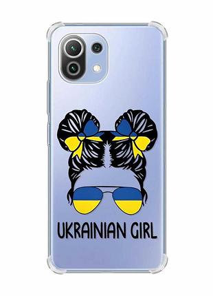 Чохол з потовщеними кутами на xiaomi mi 11 lite :: українська дівчина (патріотичний принт 113)