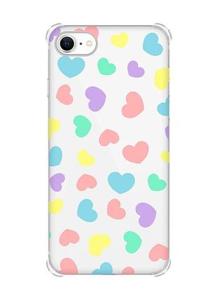Чохол з потовщеними кутами на iphone 7/ 7s/ 8/ 8s :: різнокольорові сердечка (принт 335)