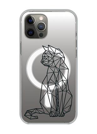Магнитный чехол на iphone 12 pro max с поддержкой magsafe :: кошечка (принт 124)