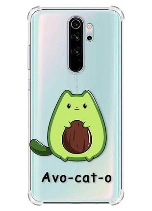 Чохол з потовщеними кутами на xiaomi redmi note 8 pro :: котик авокадо (принт 306)