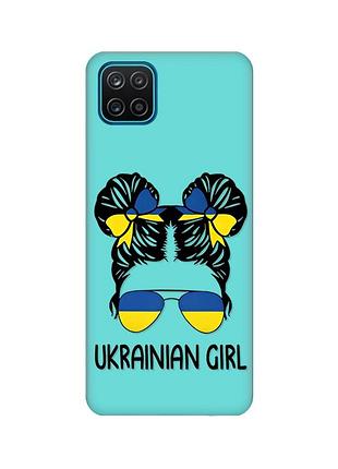 Матовий бірюзовий чохол на samsung galaxy a12 :: українська дівчина (патріотичний принт 113)