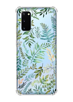 Чохол із потовщеними кутами на samsung galaxy s20 plus :: рослинний фон (принт 377)