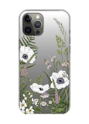 Прозрачный чехол на iphone 12 pro max :: цветы полевые (принт 363)