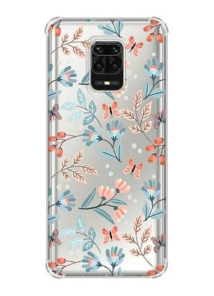 Чохол з потовщеними кутами на xiaomi redmi note 9 pro/ 9s/ 9 pro max :: квітковий фон (принт 370)