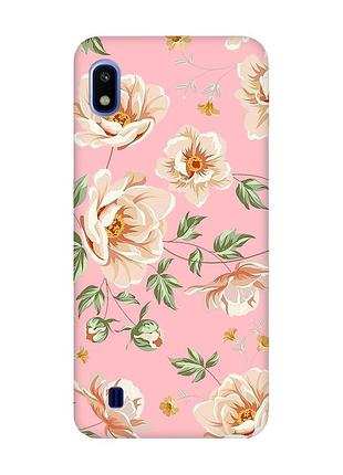 Матовый розовый чехол на samsung galaxy a10 (2019) a105 :: цветы пастельные (принт 277)