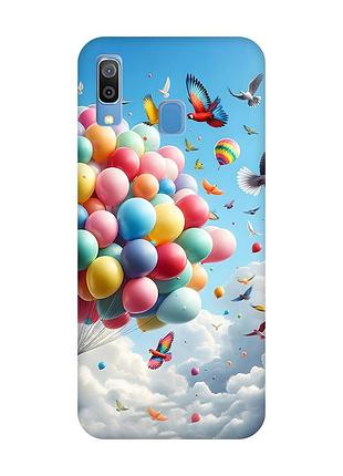 Матовий чохол з рожевими боками на samsung galaxy a30 (2019) / a20 (2019) :: повітряні кульки (принт 365)