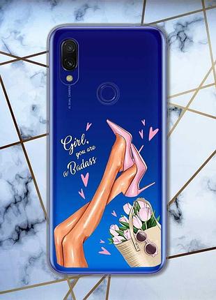 Прозрачный чехол на xiaomi redmi 7 :: ножки /принт 62/