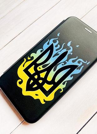 Чехол-книжка с рисунком для xiaomi redmi note 9/10x чёрный :: тризуб пламя (принт 257) 2