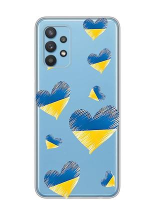 Прозрачный чехол на samsung galaxy a32 :: сердечка. украина (принт 258)