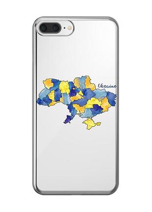 Прозрачный чехол на iphone 7 plus/8 plus :: карта украины (принт 261)