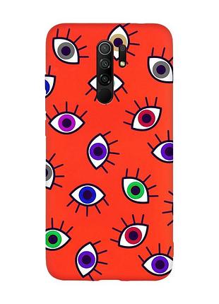 Матовий червоний чохол на xiaomi redmi note 8 pro :: різнокольорові очі (принт 336)
