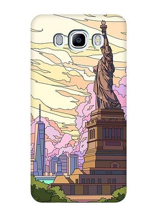 Чехол с бирюзовыми боками на samsung galaxy j7(2016) j710 :: статуя свободы (принт 331)