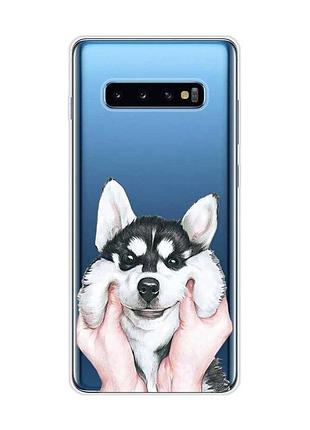 Прозрачный чехол на samsung galaxy s10 plus :: мордочка (принт 121)