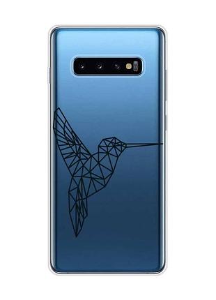 Прозорий чохол на samsung galaxy s10 plus колібрі (принт 122)
