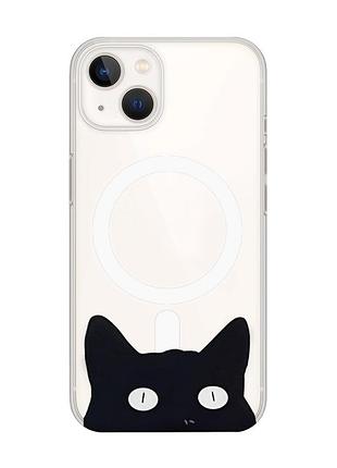 Магнитный чехол на iphone 15 plus с поддержкой magsafe :: кошечка (принт 119)