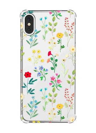 Чехол с утолщёнными углами на iphone x/xs :: цветочный фон (принт 269)