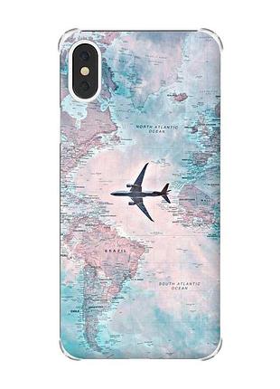Чохол з потовщеними кутами на iphone x/xs :: подорожі. карта (принт 317)