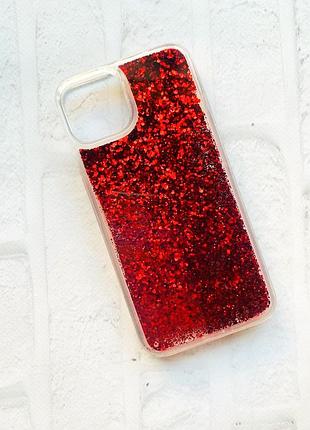 Чехол с плавающими блестками на iphone 13 красный