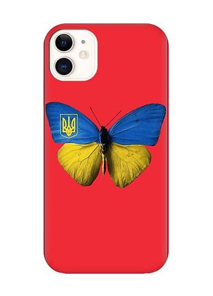 Матовий червоний чохол на apple iphone 11 (6.1) :: метелик україна (принт 255)