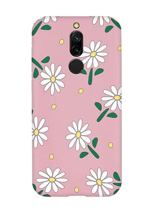 Матовий рожевий чохол на xiaomi redmi 8 :: ромашки (принт 368)