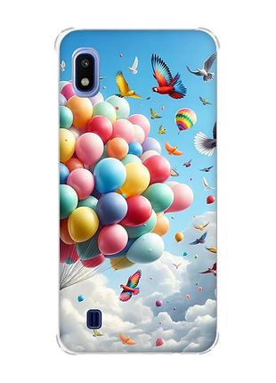 Чехол с утолщёнными углами на samsung galaxy a10 (2019)/a105 :: воздушные шарики (принт 365)