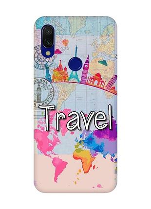 Матовий чохол з рожевими боками на xiaomi redmi 7 :: подорож. travel /принт 321/