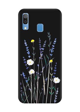 Матовий чорний чохол на samsung galaxy a30 (2019)/a20 (2019) польові квіти (принт 270)