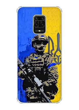 Чохол з потовщеними кутами на xiaomi redmi note 9 pro/ 9s/ 9 pro max :: солдат (патріотичний принт 350)