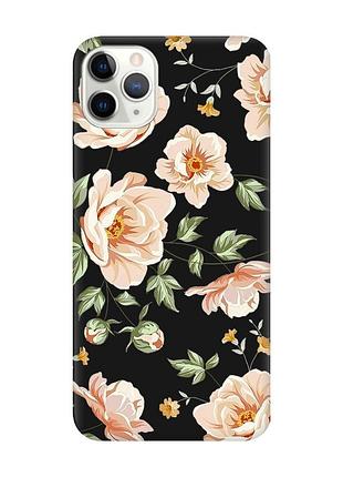 Матовый черный чехол на iphone 11 pro :: цветы пастельные (принт 277)