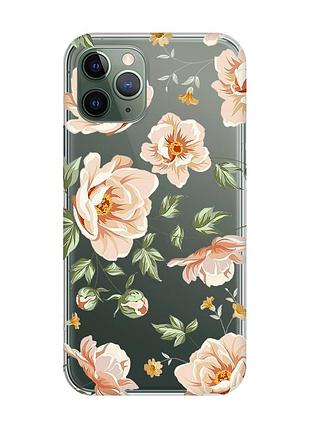 Прозрачный чехол на iphone 12/12 pro :: цветы пастельные (принт 277)