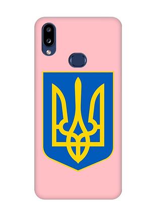 Матовый розовый чехол на samsung galaxy a10s (a107) :: тризуб украина (принт 256)