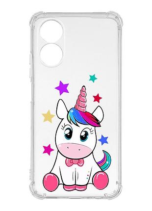 Чехол с утолщёнными углами на oppo a17 :: единорог (принт 102)