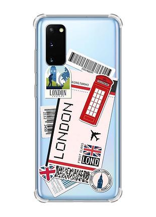 Чехол с утолщёнными углами для samsung galaxy s20 plus :: путешествия. лондон (принт 326)