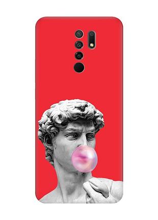 Матовый красный чехол на xiaomi redmi 9 :: скульптура (принт 352)