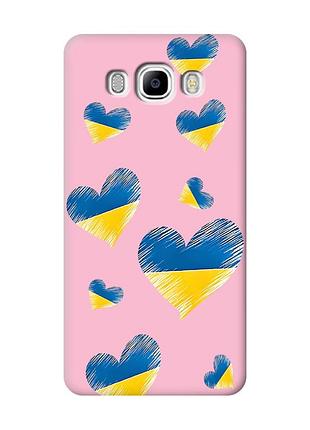 Матовый розовый чехол на samsung galaxy j7(2016) j710 :: сердечка. украина (принт 258)