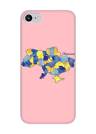 Матовый розовый чехол на iphone 7/8/se 2020 :: карта украины (принт 261)