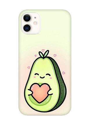 Матовый чехол с черными боками на iphone 11 :: кавай авокадо с сердечком (принт 310)