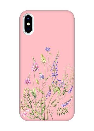 Матовий рожевий чохол на iphone x / xs :: квіткова ідилія (принт 382)