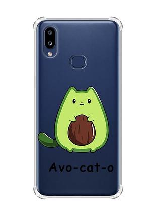 Чохол з потовщеними кутами на samsung galaxy a10s (a107) :: котик авокадо (принт 306)
